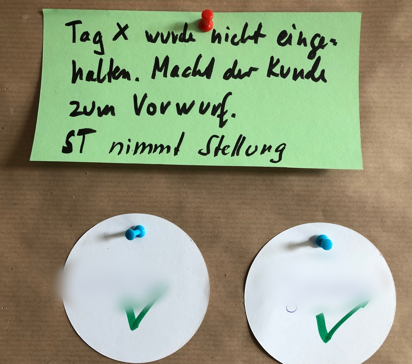 Grüne Karte: Tag X wurde nicht eingehalten, der Kunde macht Vorwürfe, Servicetechniker nimmt Stellung